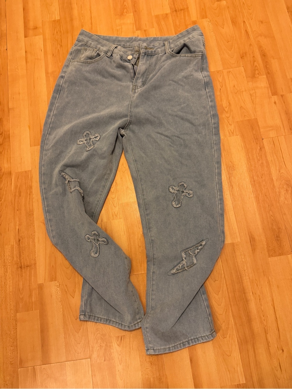 Light Wash Embroidered Jeans